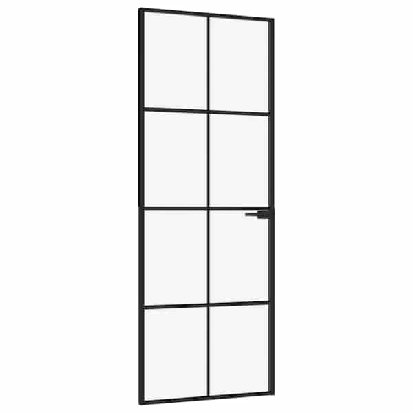 vidaXL siseuks, must, 76x201,5 cm, karastatud klaas/alumiinium, &otilde;huke