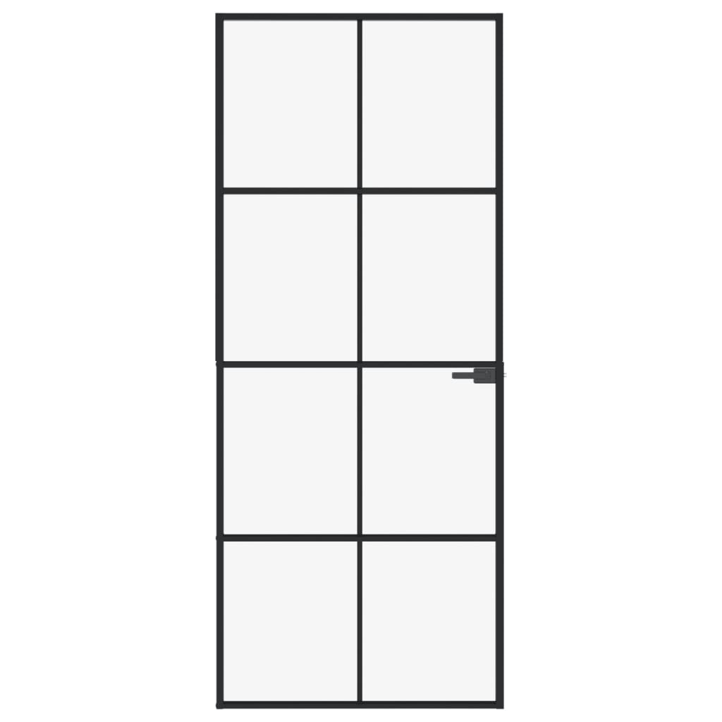 vidaXL Sisäovi musta 83x201,5 cm karkaistu lasi ja alumiini ohut