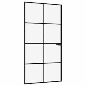 Interiérové dveře černé 102x201,5 cm tvrzené sklo a hliník úzké - obrázek 2