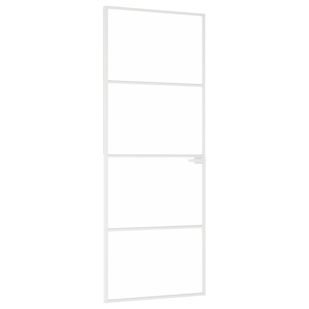 Ușă de interior alb 76×201,5 cm sticlă securiz. / aluminiu slim