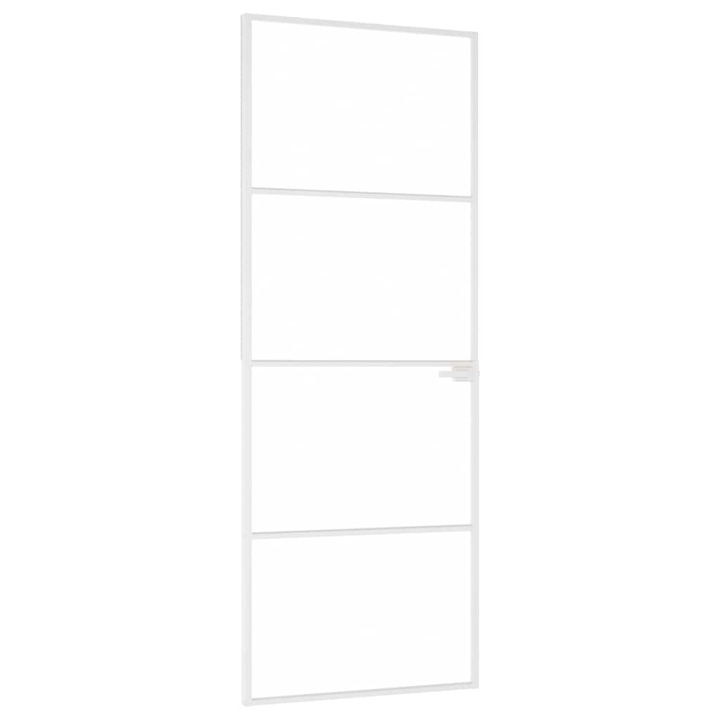 vidaXL Interiérové dveře bílé 76x201,5 cm tvrzené sklo a hliník úzké