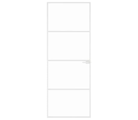 vidaXL Sobna vrata bijela 76x201,5 cm kaljeno staklo i aluminij tanka