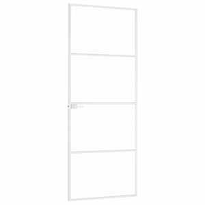 Interiérové dveře bílé 76x201,5 cm tvrzené sklo a hliník úzké - obrázek 4