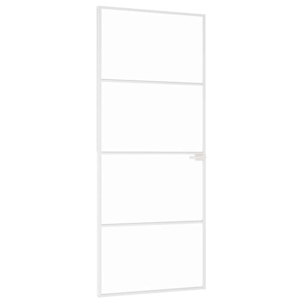 vidaXL Interiérové dveře bílé 83x201,5 cm tvrzené sklo a hliník úzké