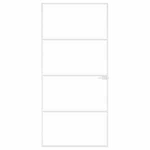 vidaXL Notranja vrata bela 93x201,5 cm kaljeno steklo aluminij tanka
