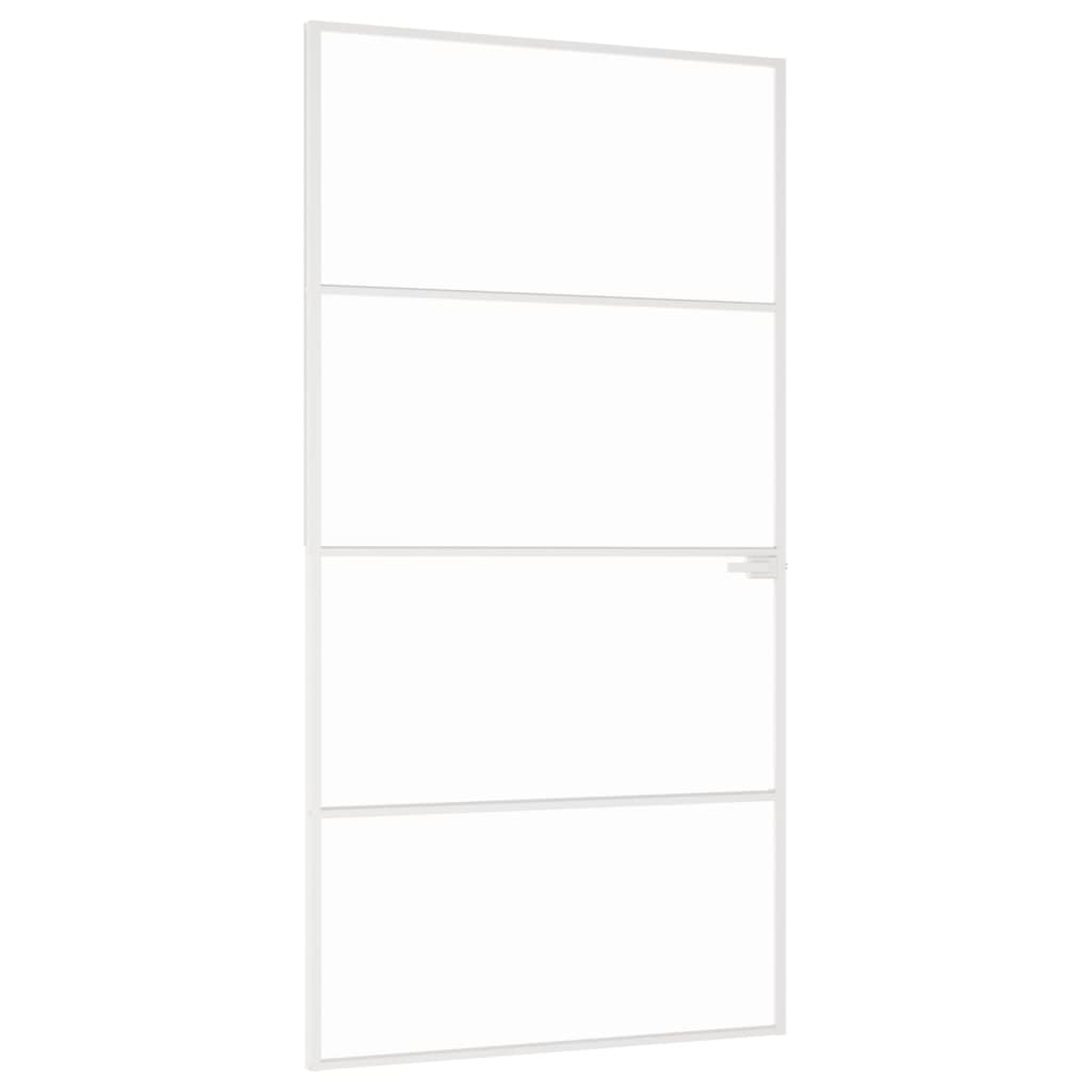 Ușă de interior alb 102×201,5 cm sticlă securiz./aluminiu slim