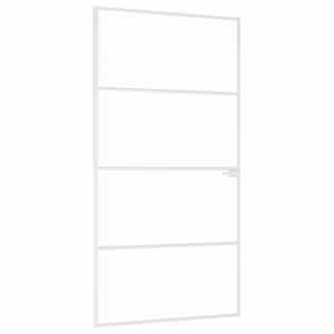 Interiérové dveře bílé 102x201,5 cm tvrzené sklo a hliník úzké - obrázek 2