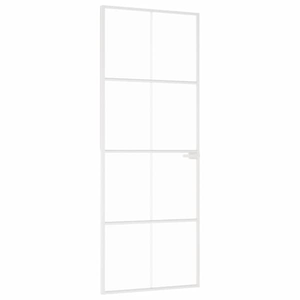 vidaXL siseuks, valge, 76x201,5 cm, karastatud klaas/alumiinium, &otilde;huke