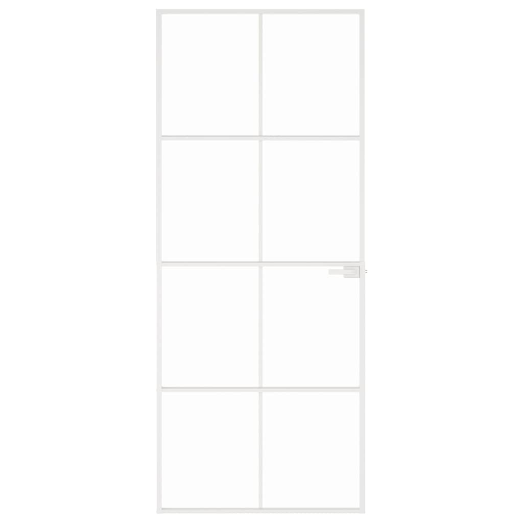 vidaXL Binnendeur 83x201,5 cm gehard glas en aluminium smal wit