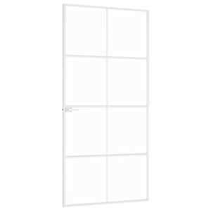 Interiérové dveře bílé 93x201,5 cm tvrzené sklo a hliník úzké - obrázek 4