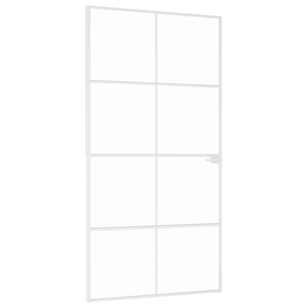 Ușă de interior alb 102×201,5 cm sticlă securiz./aluminiu slim