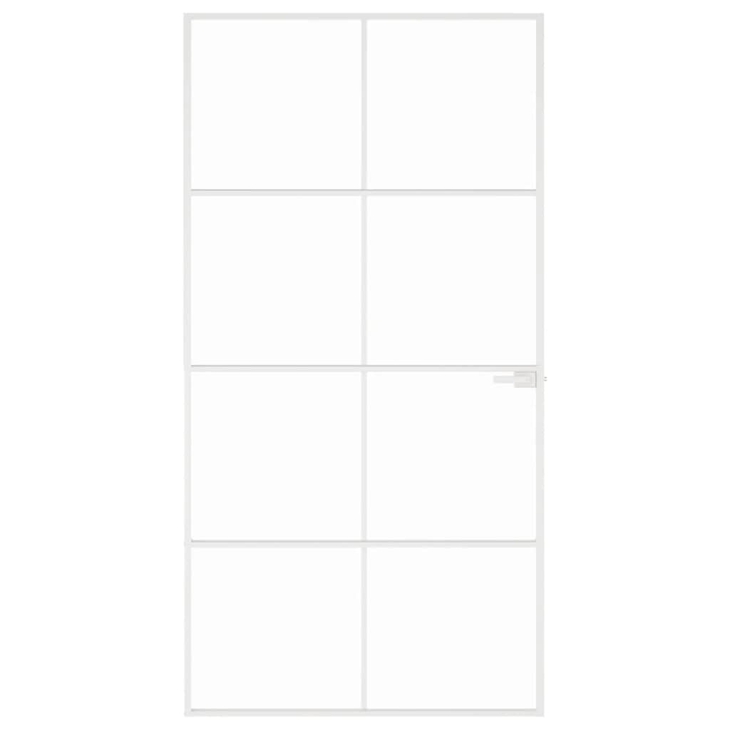 vidaXL Binnendeur 102x201,5 cm gehard glas en aluminium smal wit