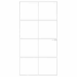vidaXL Porte d'int&eacute;rieur Blanc 102x201,5 cm Tremp&eacute; verre aluminium fin