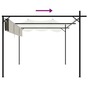 Pergola se zatahovací střechou krémová 295 x 292 x 230 cm - obrázek 6