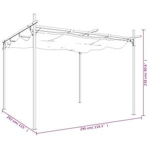 Pergola se zatahovací střechou krémová 295 x 292 x 230 cm - obrázek 8