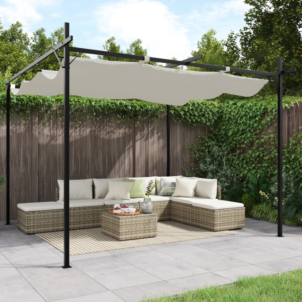 vidaXL Pergola cu acoperiș retractabil, crem, 295x292x230 cm