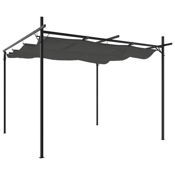 vidaXL sisset&otilde;mmatava katusega lehtla, antratsiithall, 295x292x230 cm