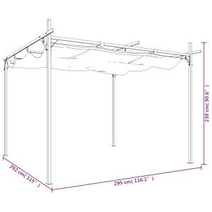 Pergola se zatahovací střechou antracitová 295 x 292 x 230 cm - obrázek 8