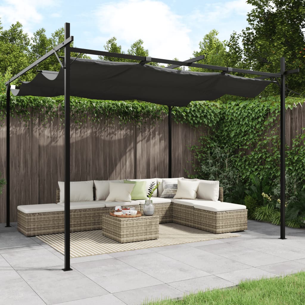 vidaXL Pergola cu acoperiș retractabil, antracit, 295x292x230 cm