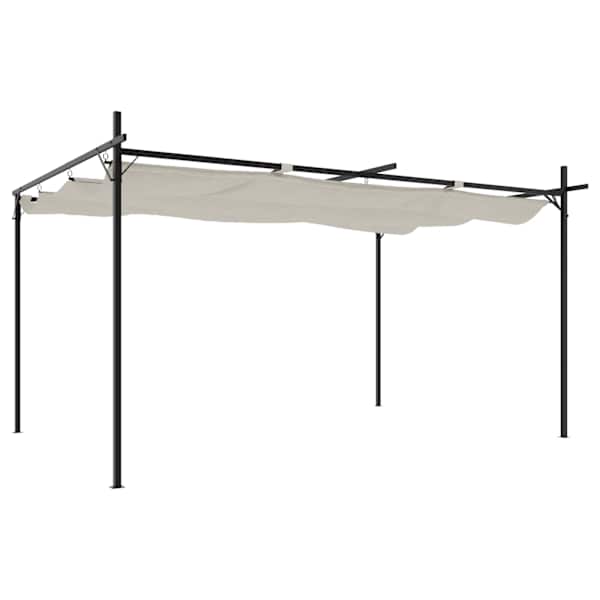 vidaXL sisset&otilde;mmatava katusega lehtla, kreemjas, 395 x 292 x 230 cm