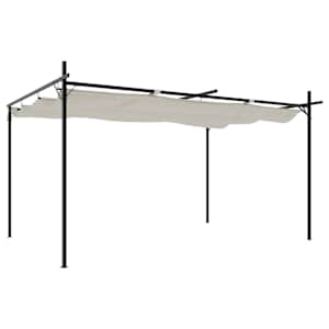 Pergola se zatahovací střechou krémová 395 x 292 x 230 cm - obrázek 2
