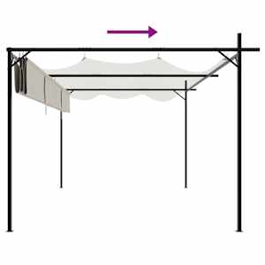 Pergola se zatahovací střechou krémová 395 x 292 x 230 cm - obrázek 6