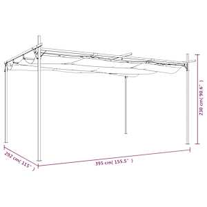 Pergola se zatahovací střechou krémová 395 x 292 x 230 cm - obrázek 8