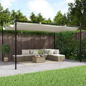 Pergola se zatahovací střechou krémová 395 x 292 x 230 cm - obrázek 1