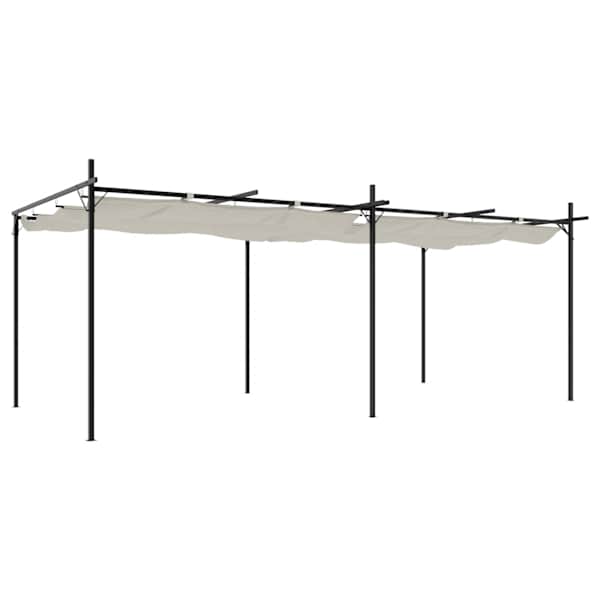vidaXL sisset&otilde;mmatava katusega lehtla, kreemjas, 589 x 292 x 230 cm