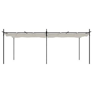 Pergola se zatahovací střechou krémová 589 x 292 x 230 cm - obrázek 3