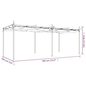 Pergola se zatahovací střechou krémová 589 x 292 x 230 cm - obrázek 8