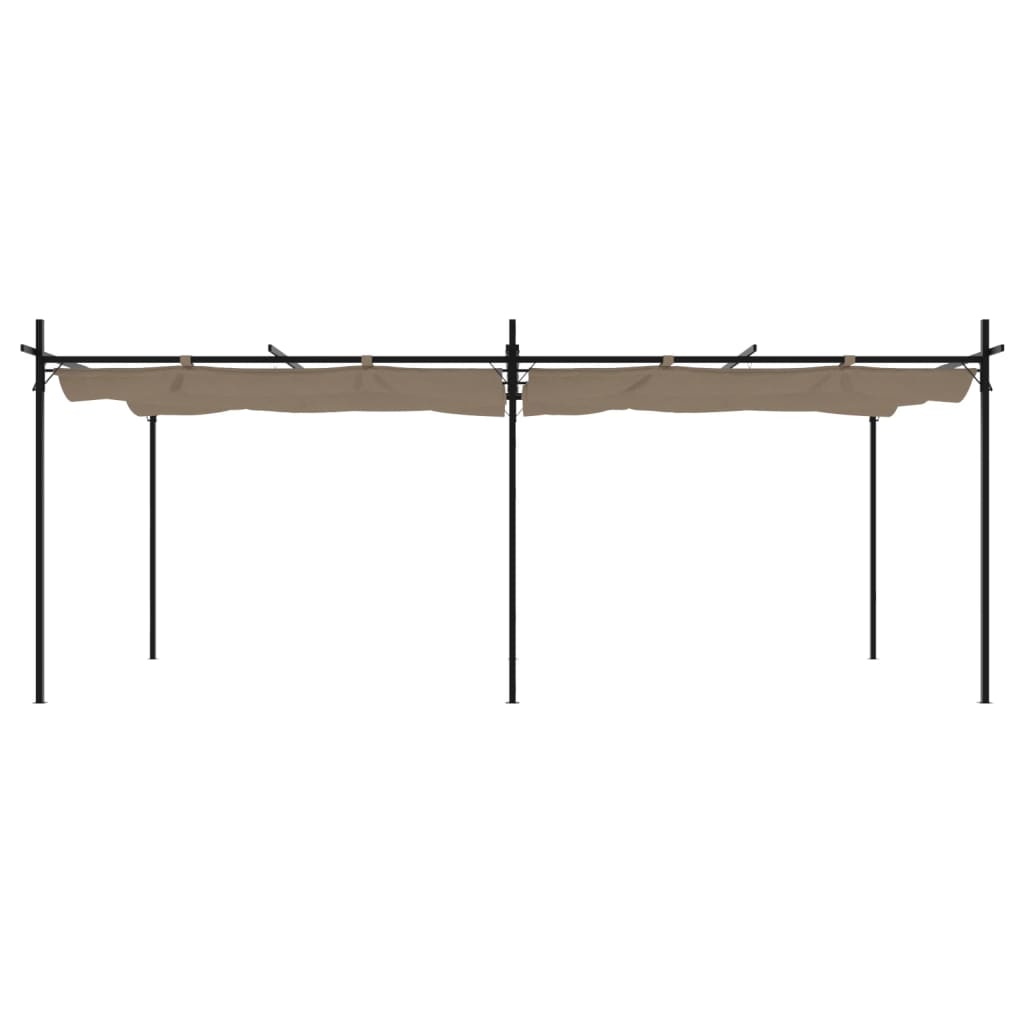 vidaXL Pergola so zaťahovacou strechou sivohnedá 589x292x230 cm