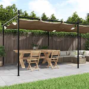 Pergola se zatahovací střechou taupe 589 x 292 x 230 cm - obrázek 1