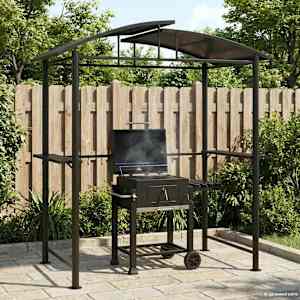 BBQ altán s bočními policemi antracitový 210x114x230 cm ocel