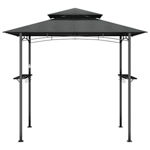 BBQ altán s bočními policemi antracitový 240x150x243 cm ocel - obrázek 3