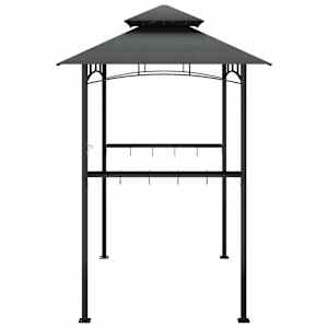 BBQ altán s bočními policemi antracitový 240x150x243 cm ocel - obrázek 4
