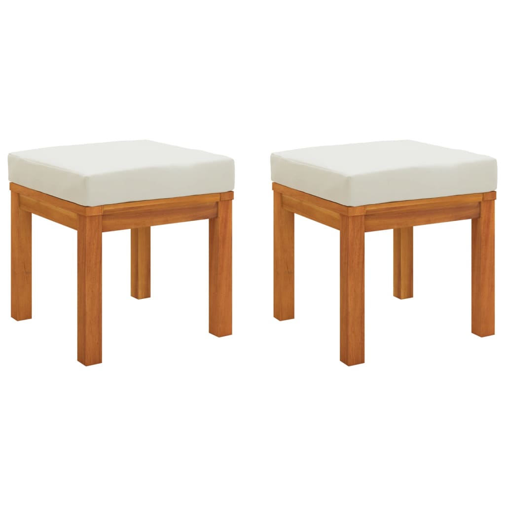 3028322 Patio Stools with Cushions Ottoman Seating 2 Pcs Solid Wood Acacia vidaX