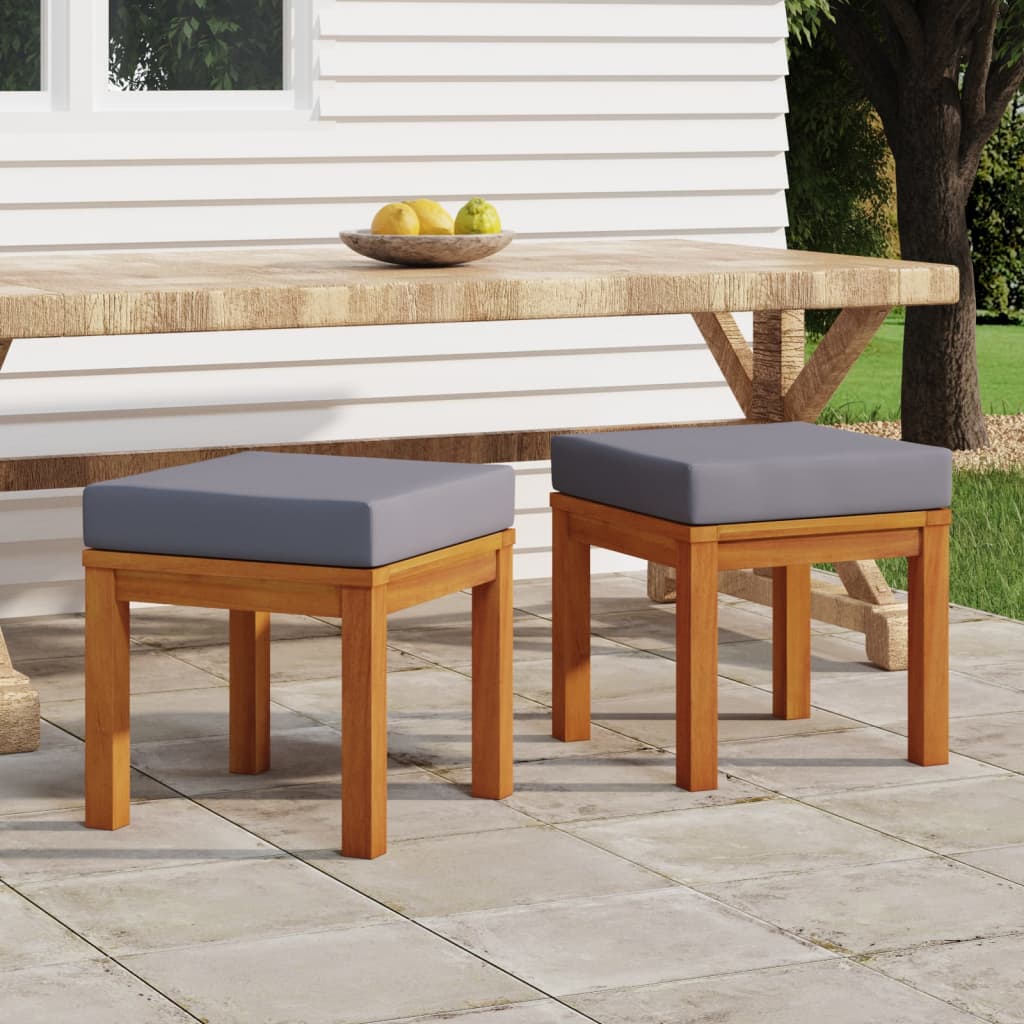 vidaXL Tr&auml;dg&aring;rdspallar med dynor 2 st 40x40x34 cm massivt akaciatr&auml;