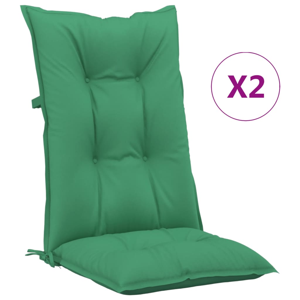 vidaXL Podušky na židli vysoké opěradlo 2 ks zelené 120x50x7 cm textil