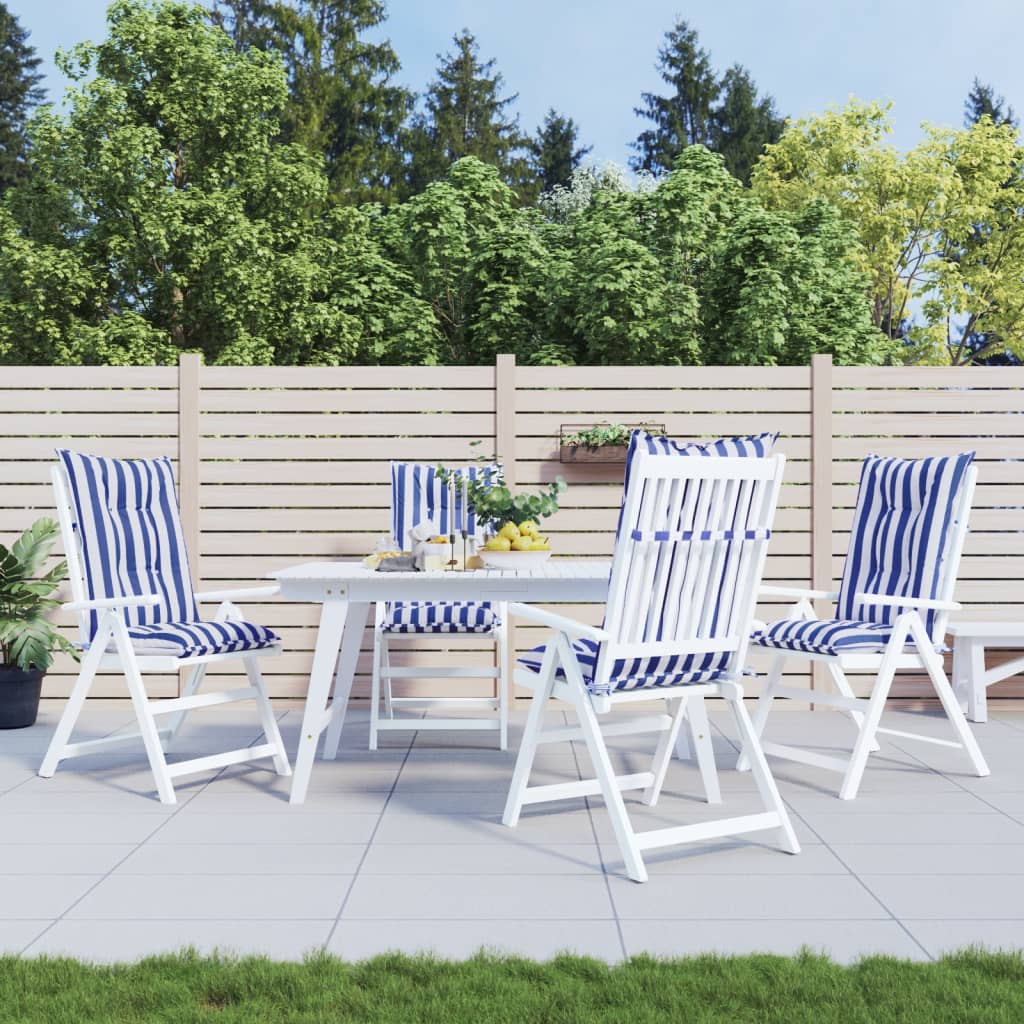 vidaXL Almofadões p/ cadeira 4pcs 120x50x7cm tecido riscas azul/branco