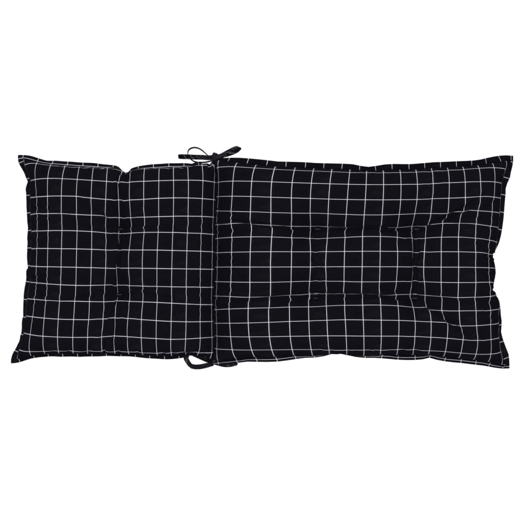 Perne scaun spătar înalt negru carouri 6 buc 120x50x7 cm textil