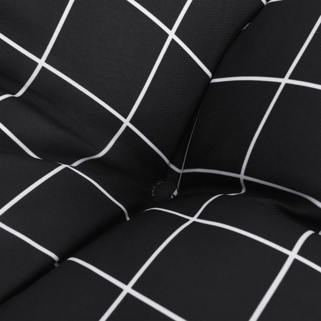 Perne scaun spătar înalt negru carouri 6 buc 120x50x7 cm textil