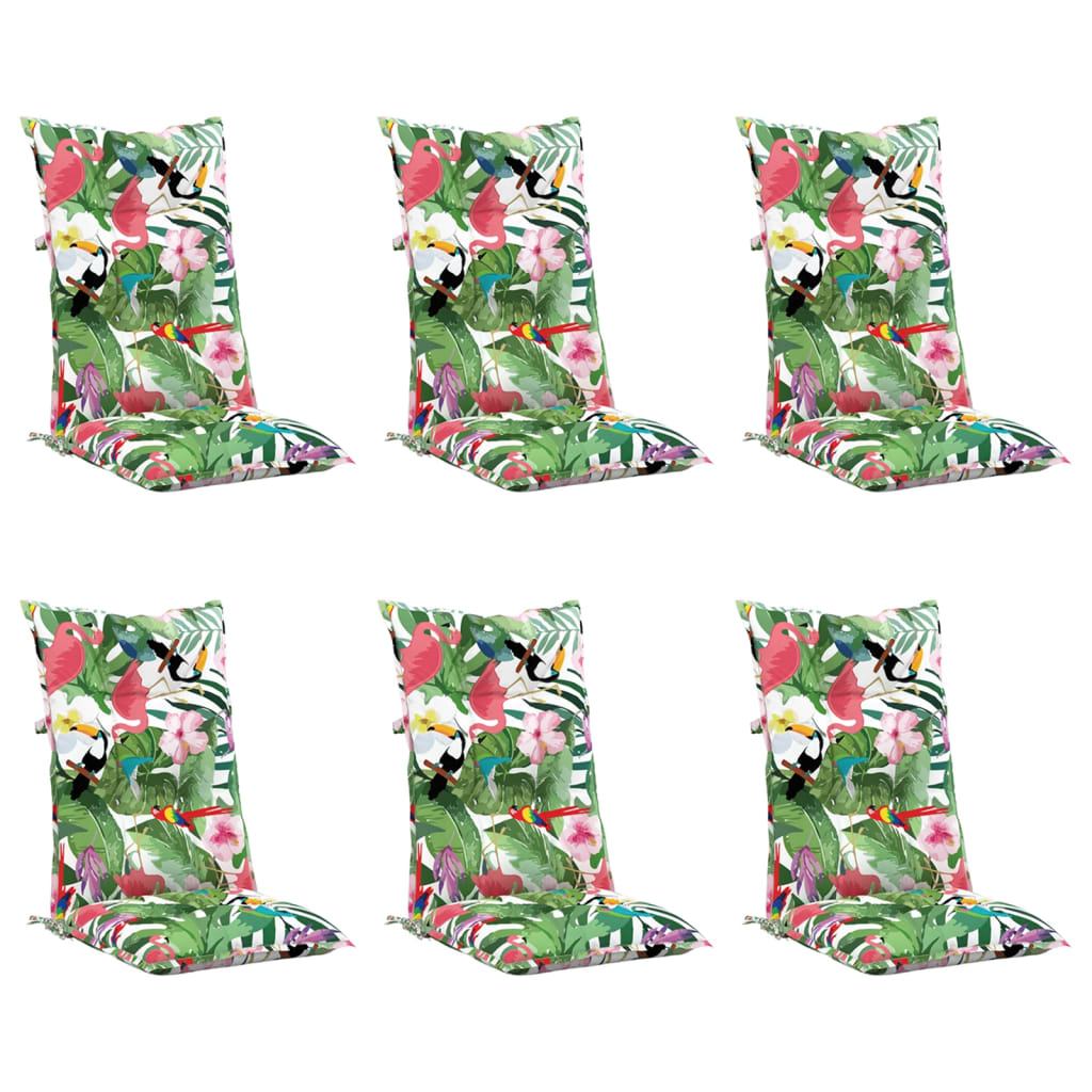 Възглавници за градински столове 6 бр шарени 120x50x7 см плат