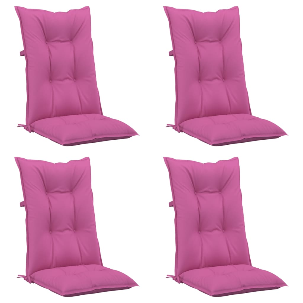 Perne scaun cu spătar înalt, 4 buc., roz, 120x50x7 cm, textil