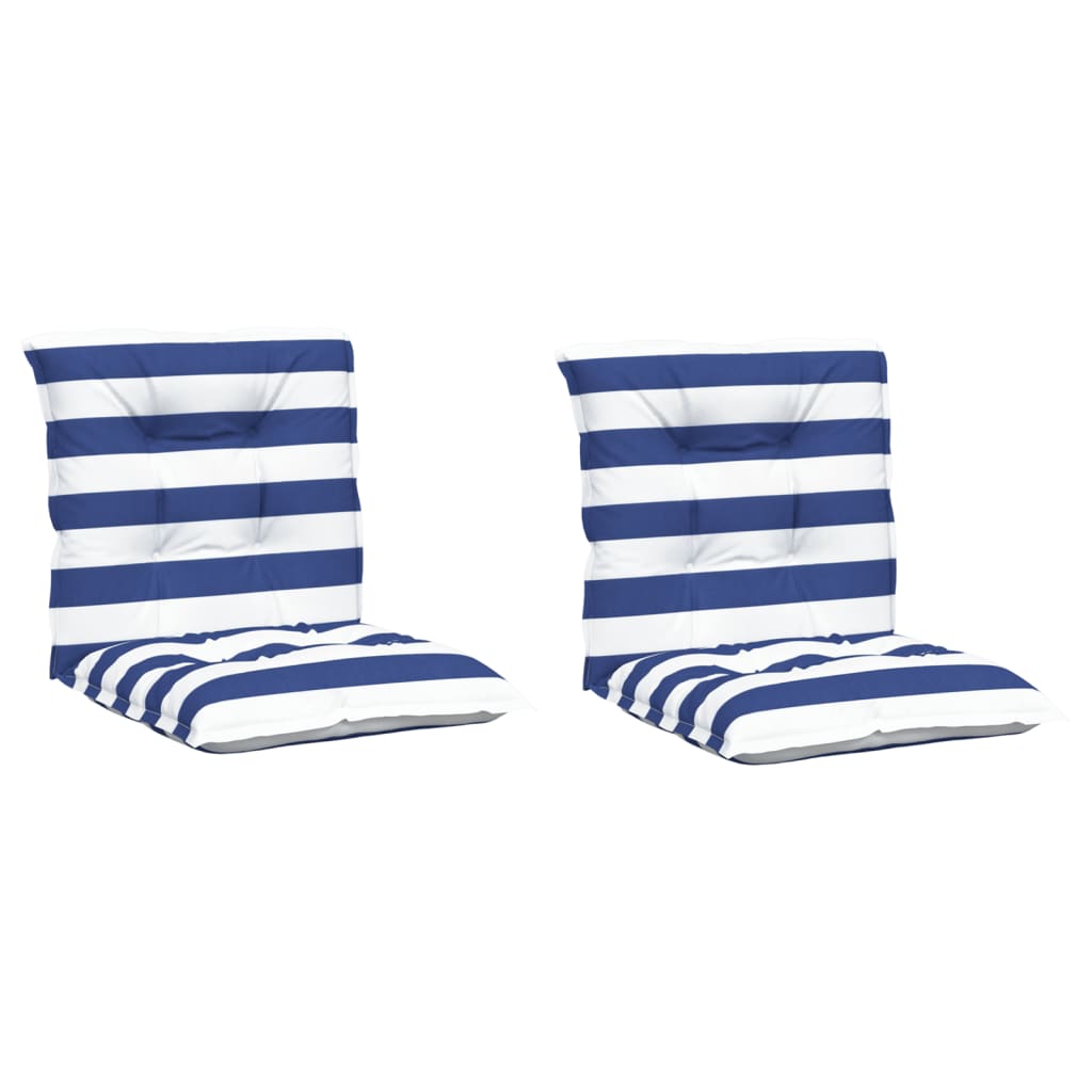 Възглавници за стол с ниска облегалка 2 бр синьо-бяло райе плат