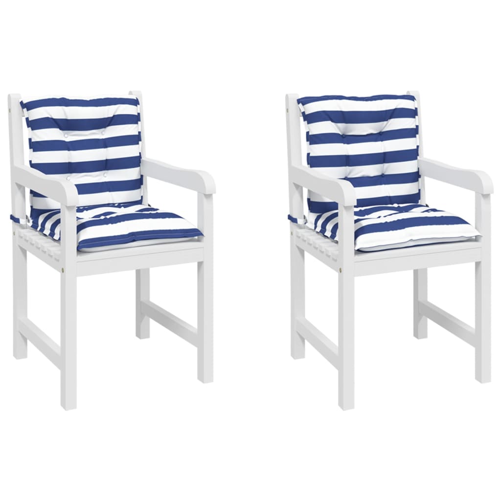 Възглавници за стол с ниска облегалка 2 бр синьо-бяло райе плат