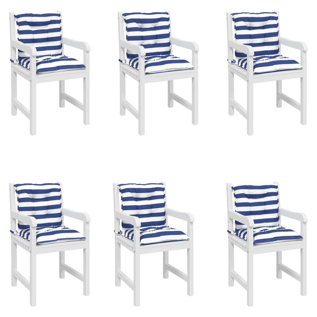  Podušky na nízke stoličky 6 ks modro-biele pruhované látka