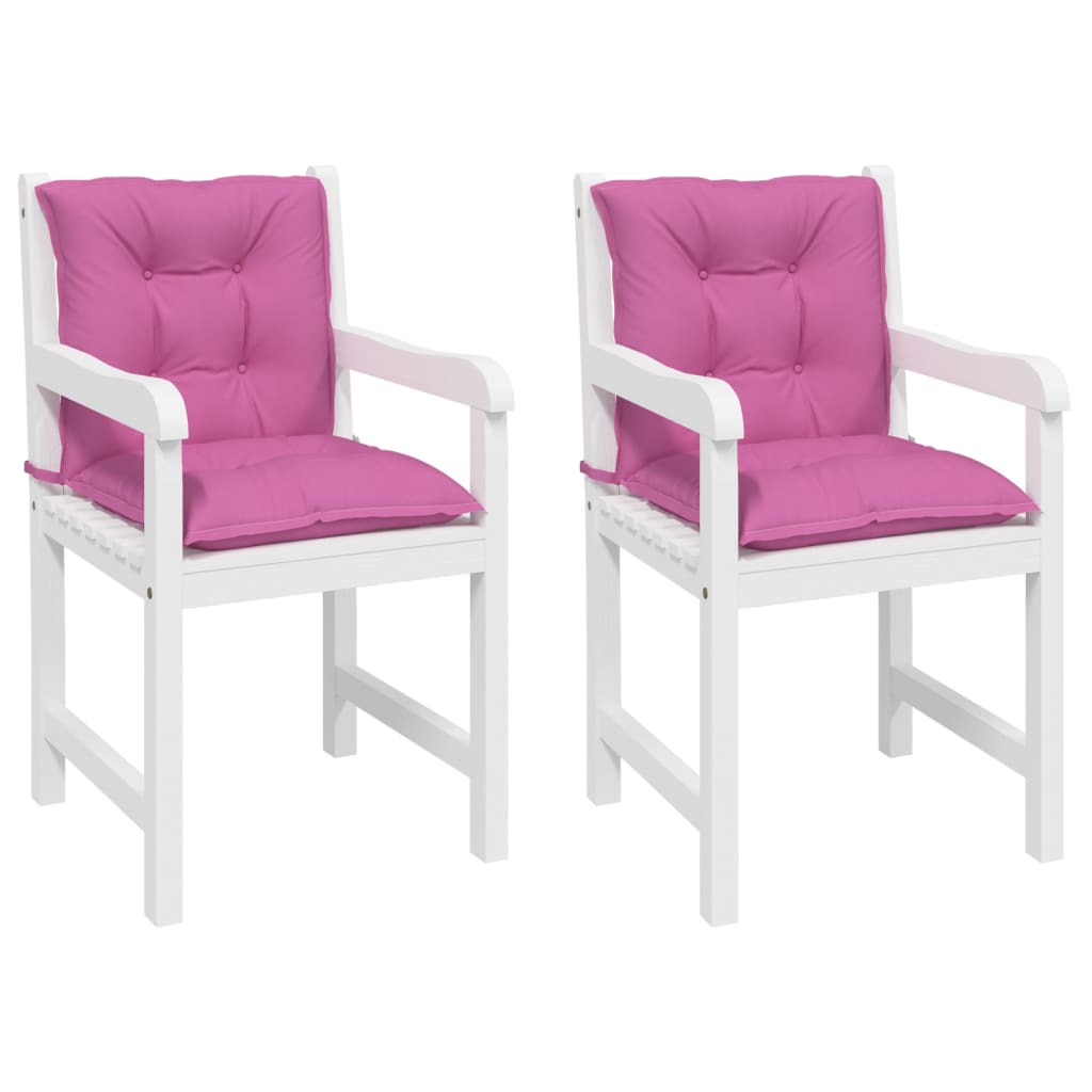 Perne scaun cu spătar scund, 2 buc., roz, 100x50x7 cm, textil