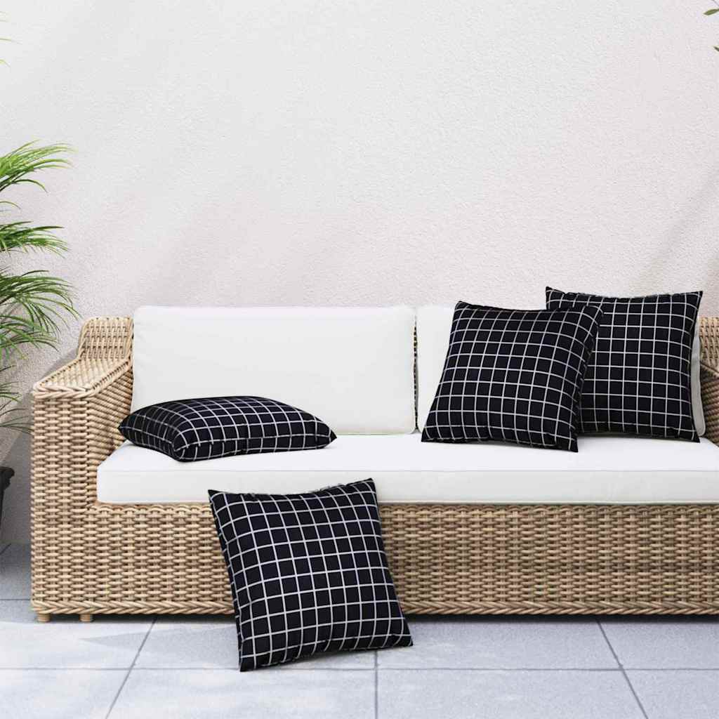 Spreidkussens Geruit 4 pcs Zwart Ruit 40 x 40 cm Polyester Stof image 1