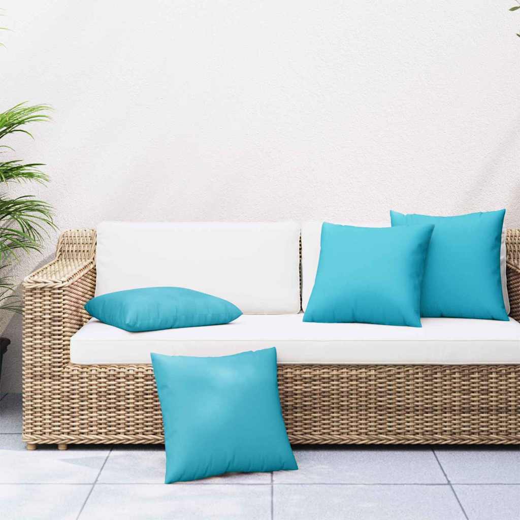 Spreidkussens Effen 4 pcs Turquoise 50 x 50 cm Polyester Stof image 1